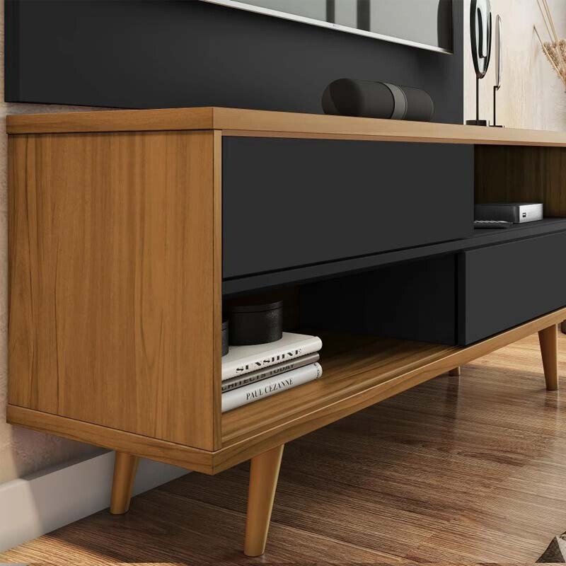 Rack Bancada NT 1180 Larg.1.35m Freijó/Preto para TV até 50" - Notável - Imagem 4