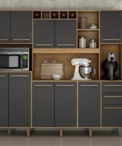 Armário Kit de Cozinha Petra 11 portas - Cinamomo/Grafite