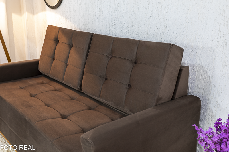 Sofá Áustria 3 Lugares + Poltrona Áustria Marrom A17 - Imagem 4