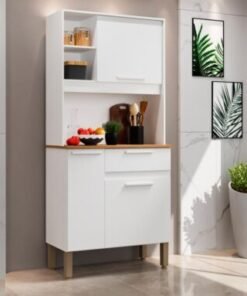 Armário Kit de Cozinha Lia 3 Portas 1 Gavetas - Branco