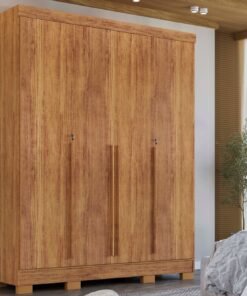 Guarda-Roupa Domus 4 portas com pés e chave - Cedro