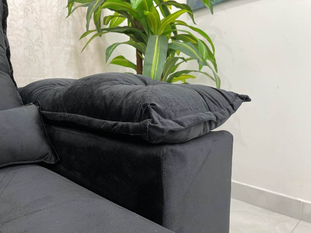 Sofá Retrátil Reclinável Las Vegas 2.30m - Preto Veludão - Imagem 7