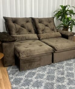 Sofá Retrátil Reclinável Porto Madeiro 2.00m- Marrom Veludo