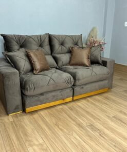 Sofá Retrátil e Reclinável Gran Bello - Marrom Veludo (LARGURA 2.10)