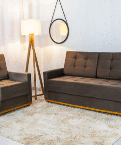 Sofá Áustria 3 Lugares + Poltrona Áustria Marrom A17