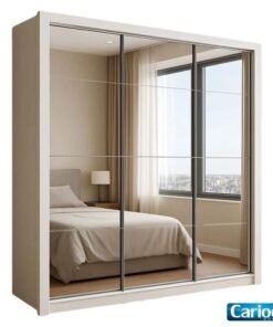 Guarda-Roupa Veneza Premium Larg. 1.88m 3 Portas C/ 3 Espelho 4 Gavetas Branco Carioca