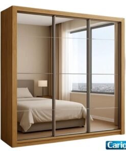 Guarda-Roupa Veneza Premium Larg. 1.88m 3 Portas C/ 3 Espelho 4 Gavetas Cinamomo Carioca