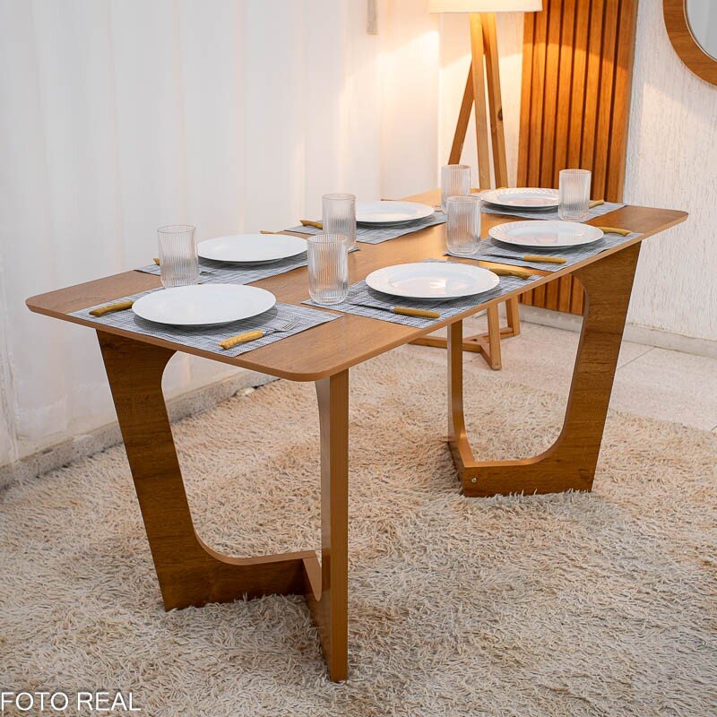 Mesa de Jantar Dubai Tampo Londres 160x80 Cinamomo 100% MDF - Cel Móveis - Imagem 4