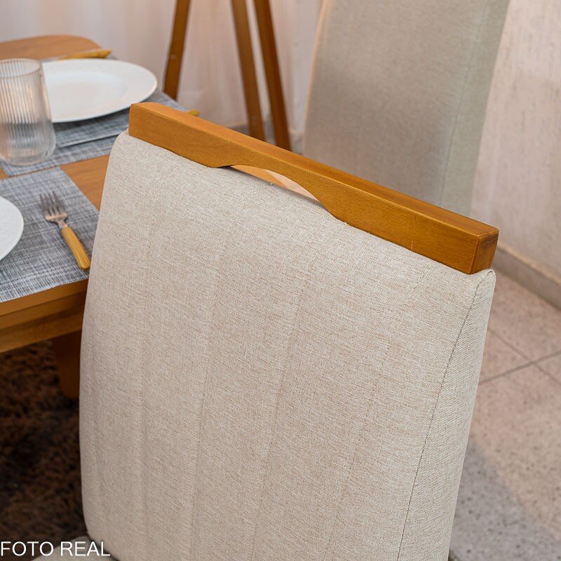 Mesa de Jantar Londrina 180x90 Cinamomo Rufato + 6 Cad. Isabela Linho Bege 01 Madeira - KM Decor - Imagem 8