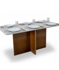 Mesa de Jantar Moscou 160x80 Vidro Off/Base Cinamomo - Minas Plac