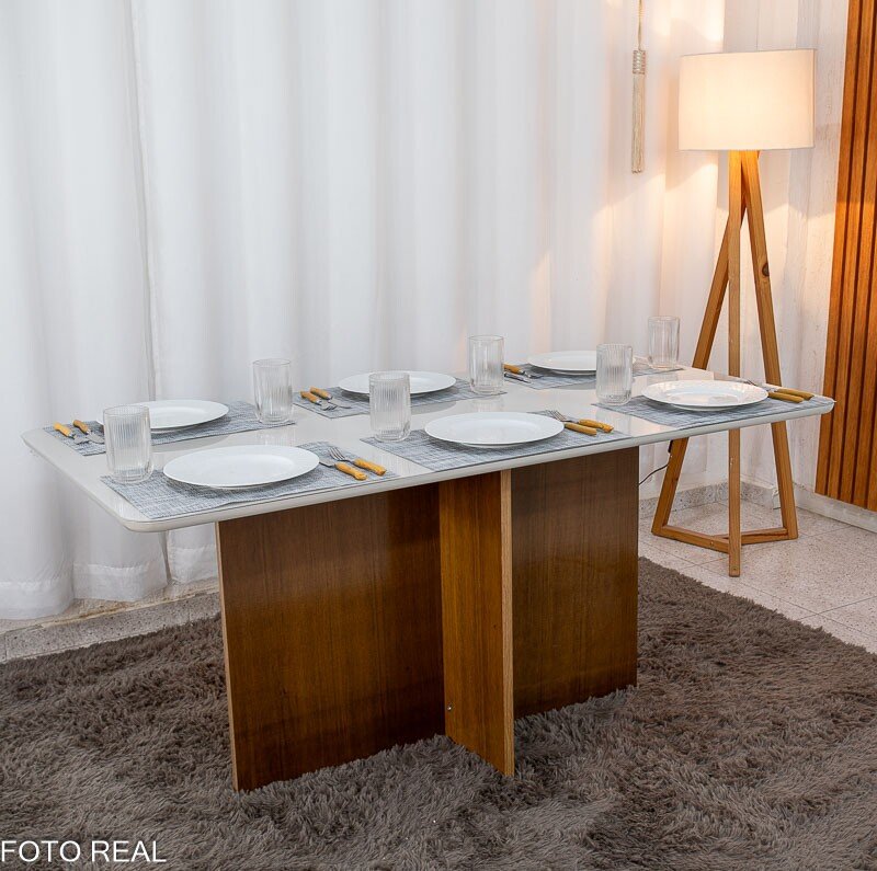 Mesa de Jantar Moscou 160x80 Vidro Off/Base Cinamomo - Minas Plac - Imagem 3