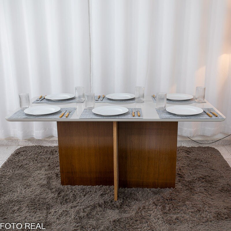 Mesa de Jantar Moscou 160x80 Vidro Off/Base Cinamomo - Minas Plac - Imagem 2