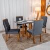 Mesa de Jantar Pedro 120x80 Vidro Madeira+4 Cad. Lisboa Veludo (VARIAS OPÇÕES DE CORES)