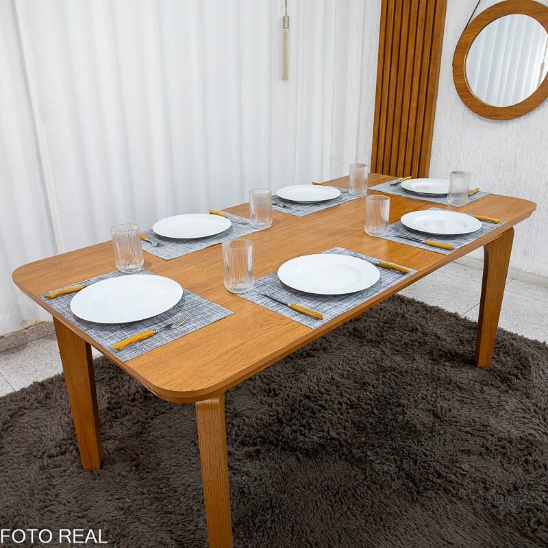 Mesa de Jantar Londrina 180x90 Cinamomo Rufato + 6 Cad. Isabela Linho Bege 01 Madeira - KM Decor - Imagem 9