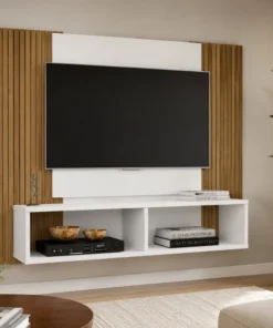 Painel Navi Larg. 1.20m  Branco Ripado para TV até 47" - Bechara