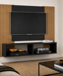 Painel Navi Larg. 1.20m Preto Ripado para TV até 47" - Bechara