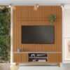 Rack Triunfo Larg. 2.00m Cinamomo/Off + Painel Riso Larg. 2.07m Cinamomo Ripado para TV até 75" - JCM