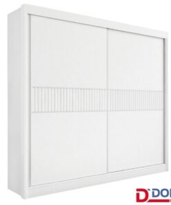 Roupeiro Casal Cancun Branco 2 Portas 6 Gavetas Detalhe Ripado 100% MDF Larg. 2.20m - D Doro