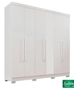 Roupeiro Casal Recife Branco 6 Portas C/Pés Larg. 1.80m - Sallêto