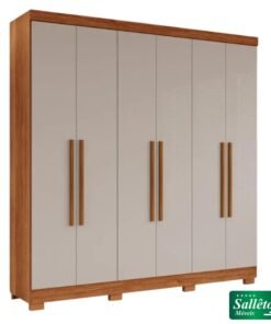 Roupeiro Casal Recife Cinamomo/Off 6 Portas C/Pés Larg. 1.80m - Sallêto