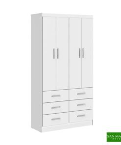 Roupeiro Nápoles Larg. 0.93m Branco 4 Portas 6 Gavetas - San Marino