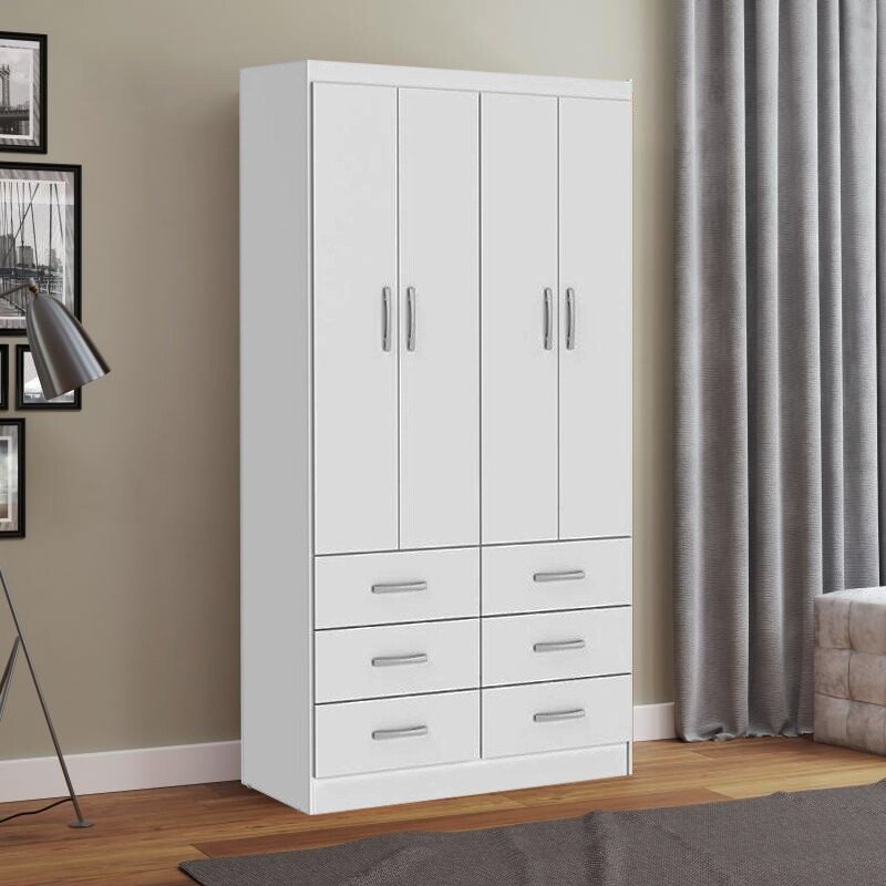 Roupeiro Nápoles Larg. 0.93m Branco 4 Portas 6 Gavetas - San Marino - Imagem 3