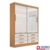 Roupeiro Solteiro Merídian Cinamomo/Off 2 portas c/ 1 Espelho 6 Gavetas Larg. 1.35m - D Doro