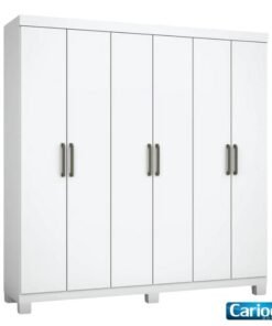 Roupeiro Solteiro Recife Branco 6 Portas 2 Gavetas C/Pés Larg. 1.53m - Carioca