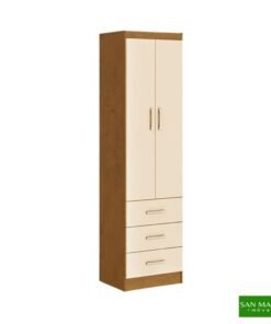 Roupeiro Texas Larg. 0.47m Noce TX/Pérola 2 Portas 3 Gavetas - San Marino