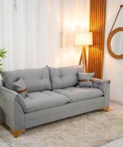 Sofá 3 Lugares Creta Linho Cinza 27 Larg. 2.00m - Molas bonnel