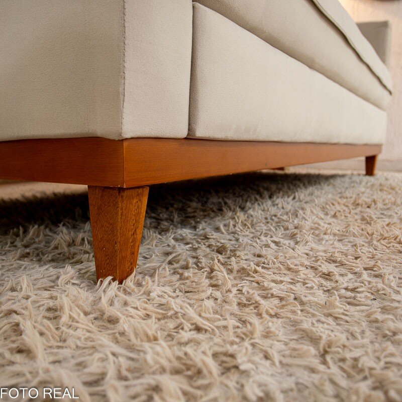 Sofá 3 lugares Living Califórnia Veludo Bege Larg. 1.82m - Imagem 6