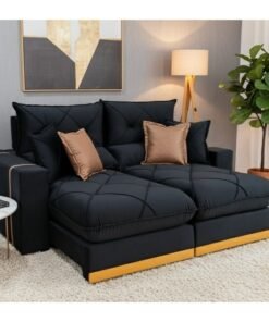 Sofá Retrátil Reclinável Gran Bello Veludo Preto - Molas Ensacadas (LARGURA 2.10)