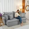 Sofá Retrátil Reclinável Lima 2.00m Linho Cinza A59 - Sem Caixa