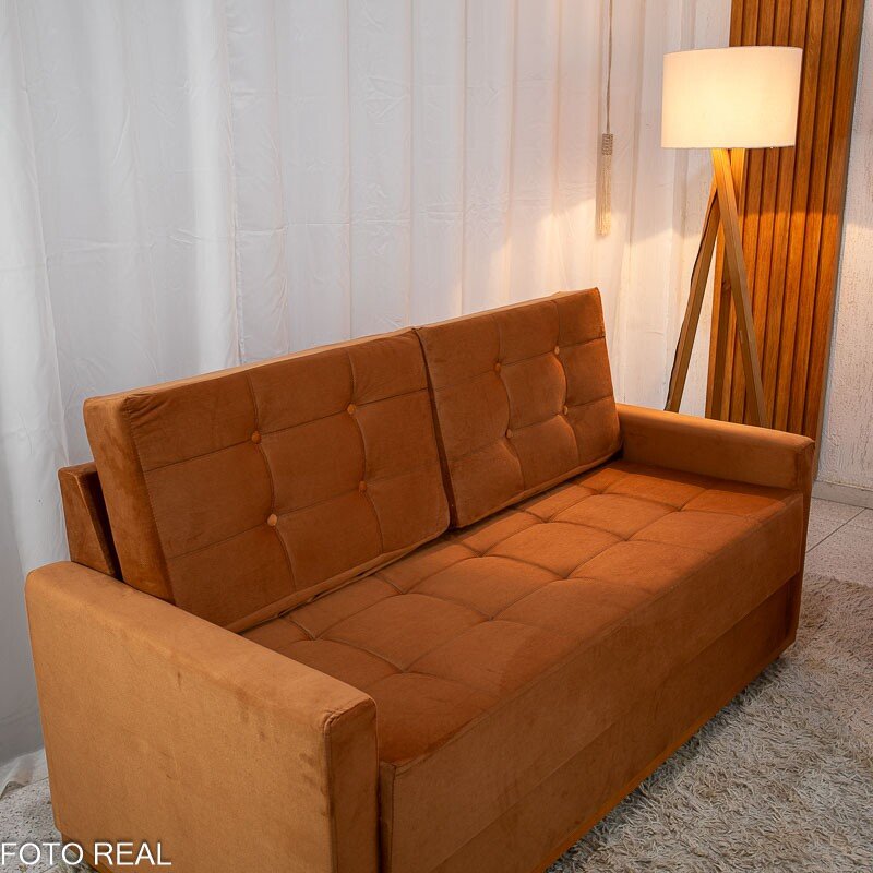 Sofá Áustria 3 Lugares + Poltrona Áustria Veludo Terracota A62 - Imagem 3