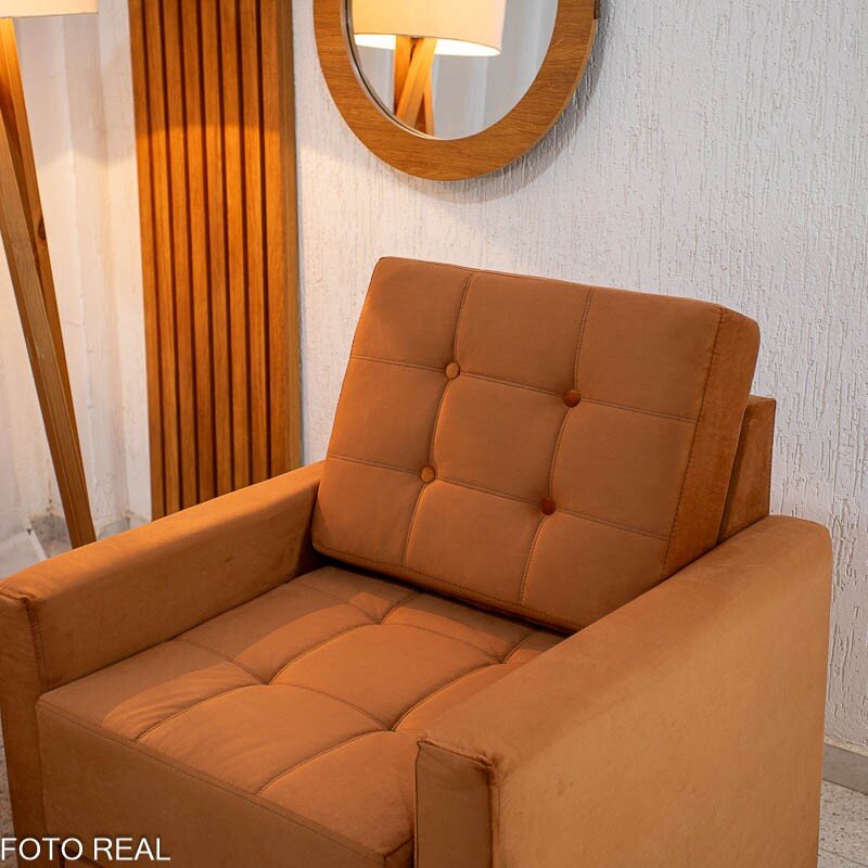 Sofá Áustria 3 Lugares + Poltrona Áustria Veludo Terracota A62 - Imagem 5