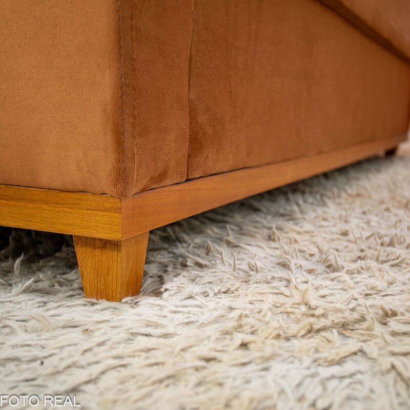 Sofá Áustria 3 Lugares + Poltrona Áustria Veludo Terracota A62 - Imagem 8