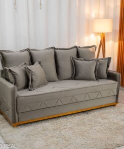 Sofá Vican Veludo Bege 5003 Larg. 2.00m - Molas Bonnel