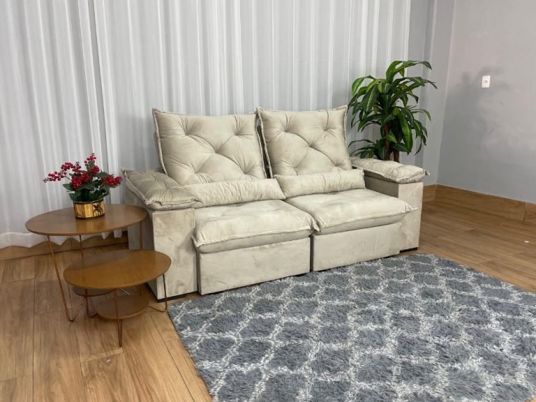 Sofá Retrátil Reclinável Porto Madero 2.00m- Bege Veludo - Imagem 2