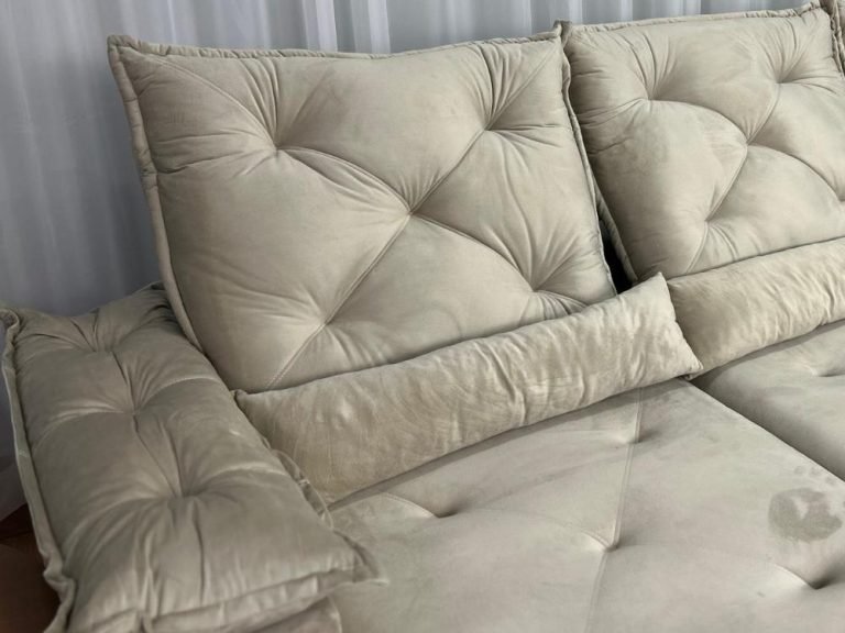 Sofá Retrátil Reclinável Porto Madero 2.00m- Bege Veludo - Imagem 5