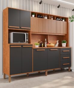 Kit Cozinha Angelina Prime Frisada 9P3G Cinamomo.Grafite Imop