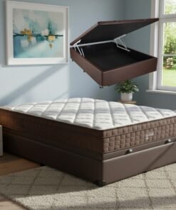 Colchão Casal Star One (ortopédico)+Base Box Baú Corino Marrom – ANJOS COLCHÕES