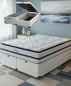Colchão Queen Blue D33 (molas ensacadas)+Box Baú(blindado) Corino – PAROPAS