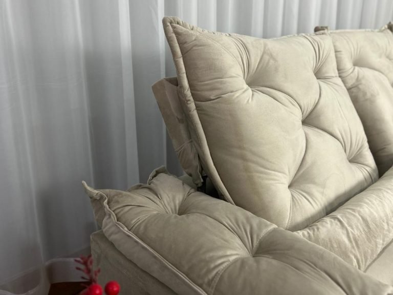 Sofá Retrátil Reclinável Porto Madero 2.00m- Bege Veludo - Imagem 3