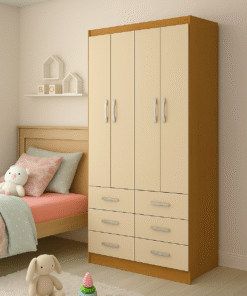 Roupeiro Nápoles Larg. 0.93m Noce TX/Pérola 4 Portas 6 Gavetas - San Marino