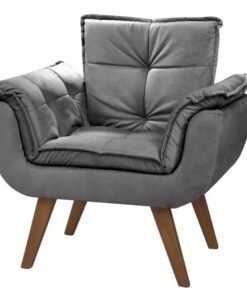 Poltrona Jamile Veludo  Cinza