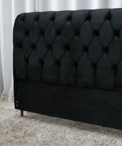 Cabeceira Casal Lavínia Veludo Preto Largura 1.40m