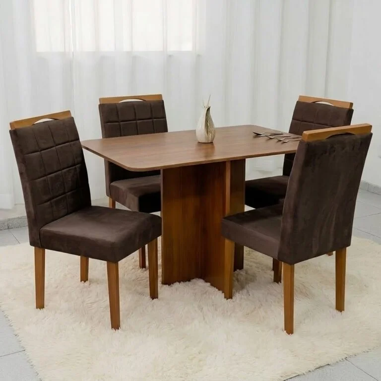 Mesa Salinas 120 (Tampo Londres s/vidro) com 4 Cadeiras em madeira maçiça(VARIAS OPÇÕES DE CORES) - Imagem 5