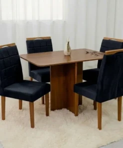 Mesa Salinas 120 (Tampo Londres s/vidro) com 4 Cadeiras em madeira maçiça(VARIAS OPÇÕES DE CORES)