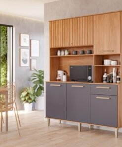 Kit de Cozinha Mila 6 Portas 1 Gaveta 1.51m – Cinamomo/Titanium