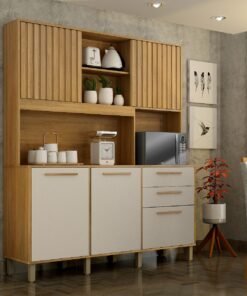 Armário Cozinha Diamante 5 Portas 2 Gavetas Larg. 1.63m Cinamomo/Off – Valdemoveis